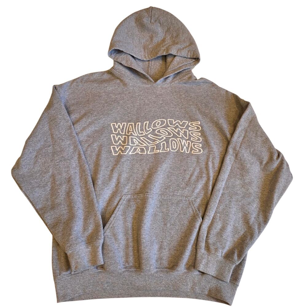 Wallows Band Grey Psychedelic Swirl Logo Hoodie Sweatshirt Large